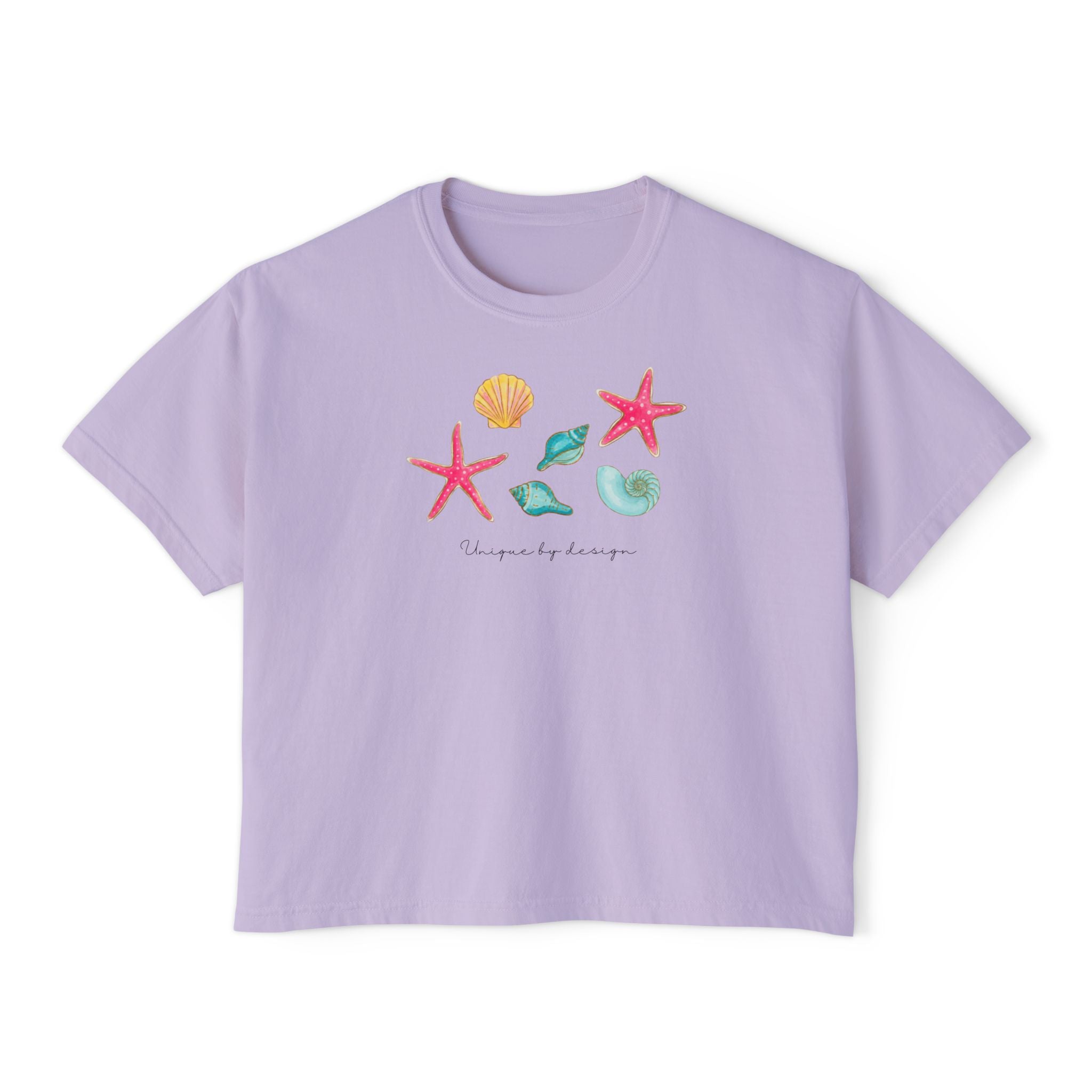 Unique by Design Seashells Boxy Tee — Women's T-Shirt