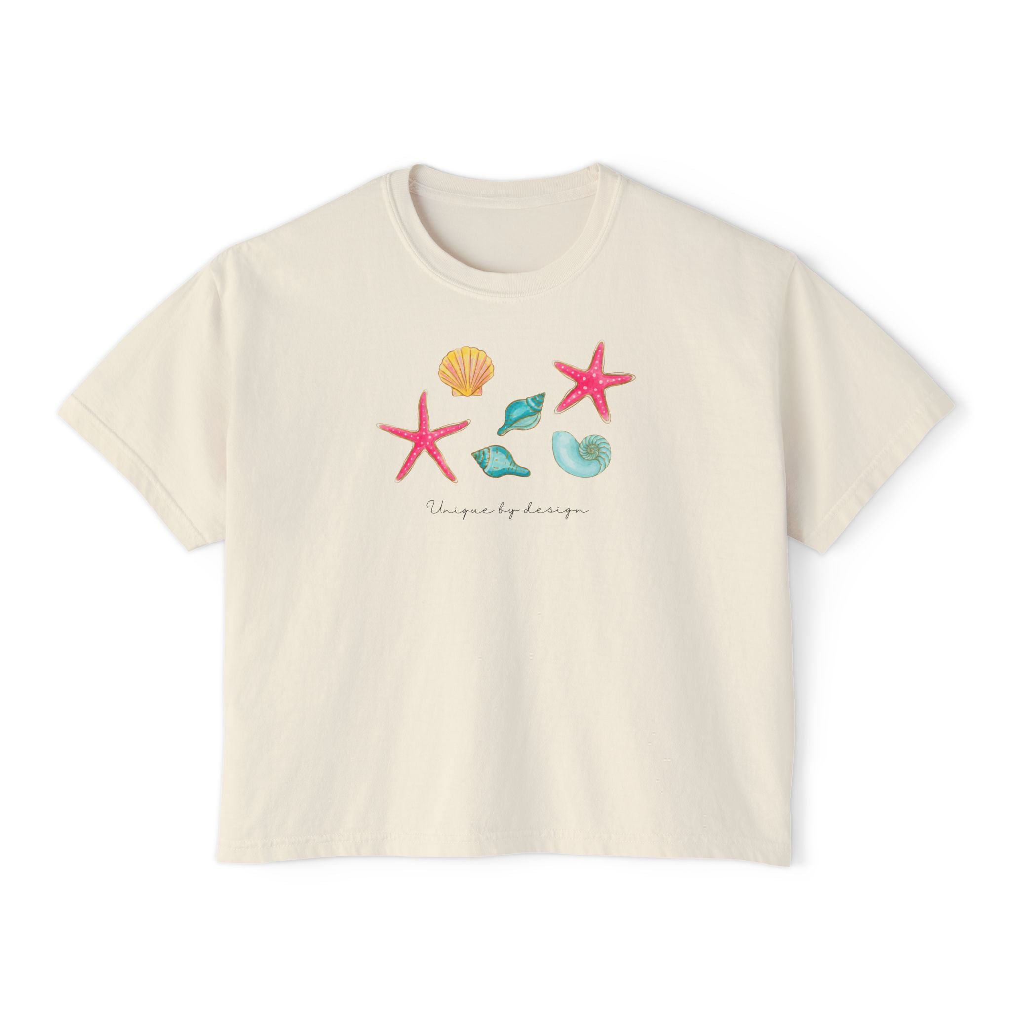 Unique by Design Seashells Boxy Tee — Women's T-Shirt