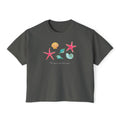 Seashells & Starfish Women's Boxy Tee – Beachy Ocean Shell Graphic Shirt