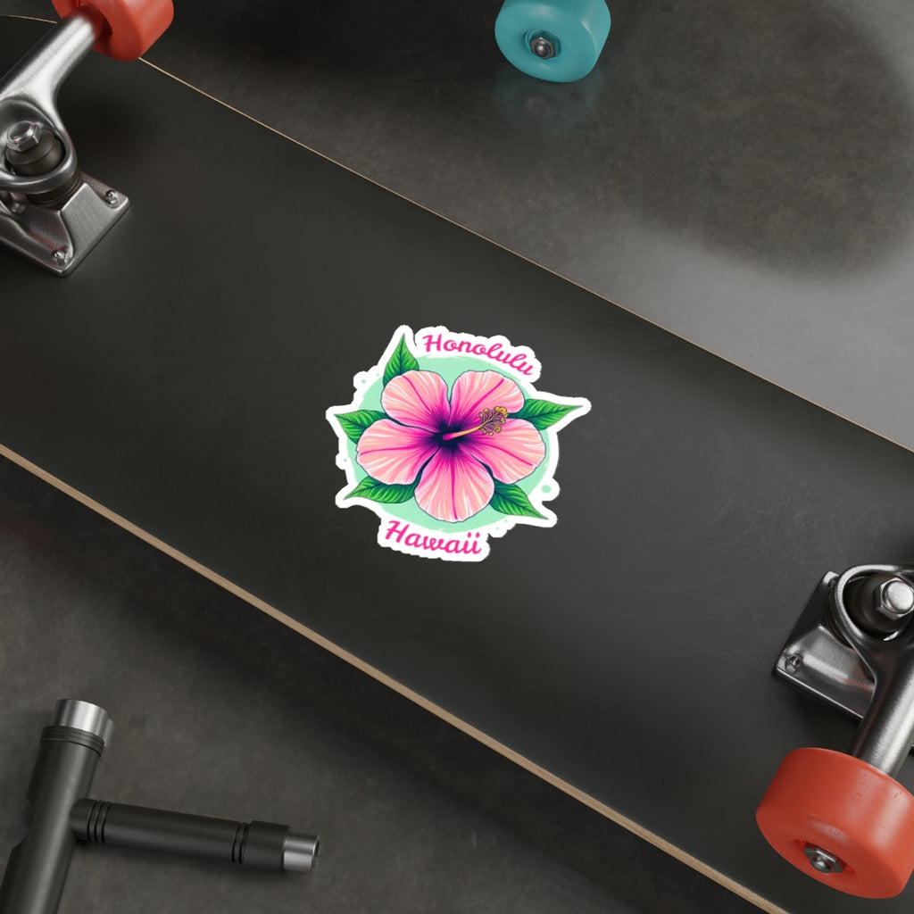 Honolulu Hawaii Hibiscus - Vinyl Sticker