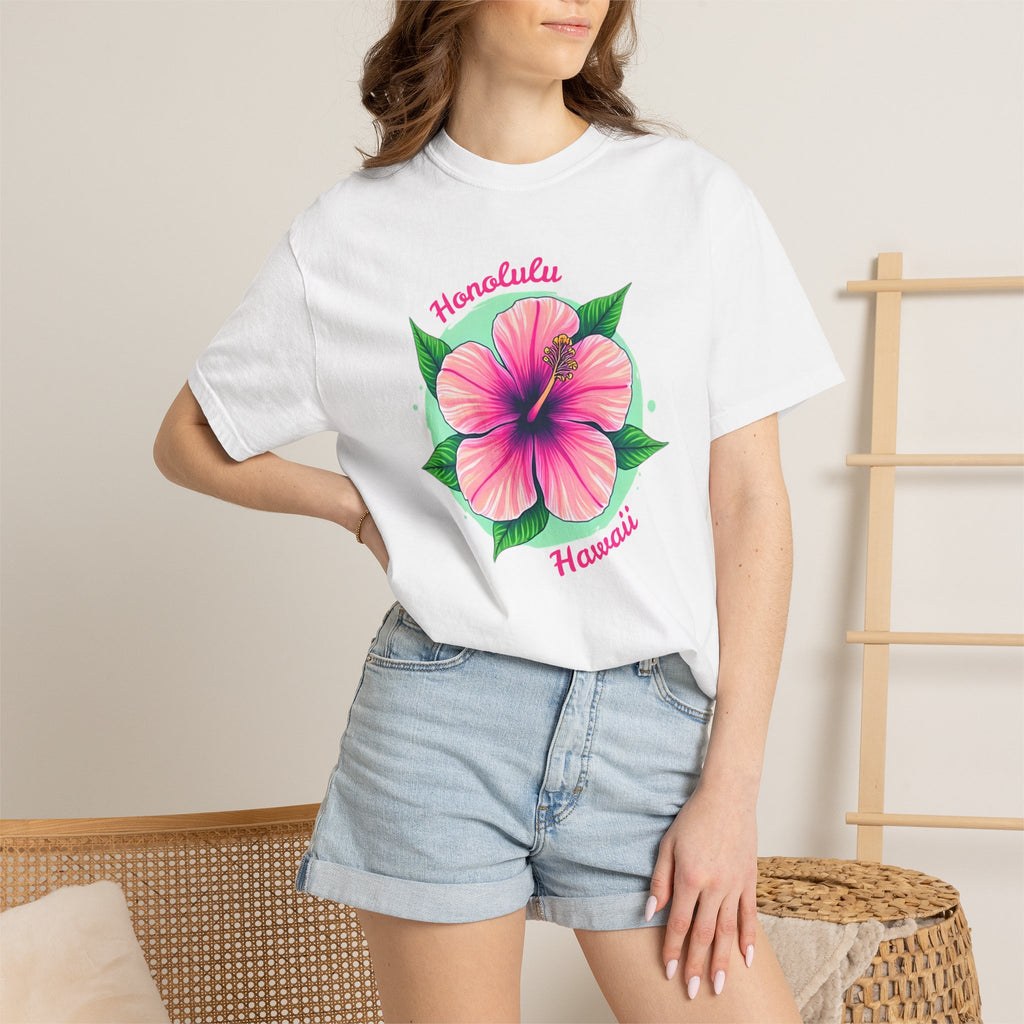 Honolulu Hawaii Hibiscus - Adult T-Shirt