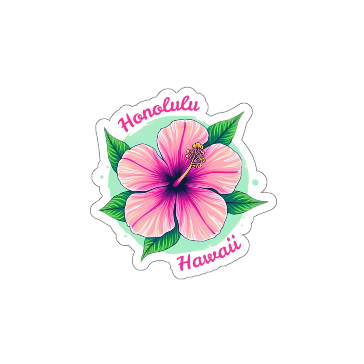 Honolulu Hawaii Hibiscus - Vinyl Sticker