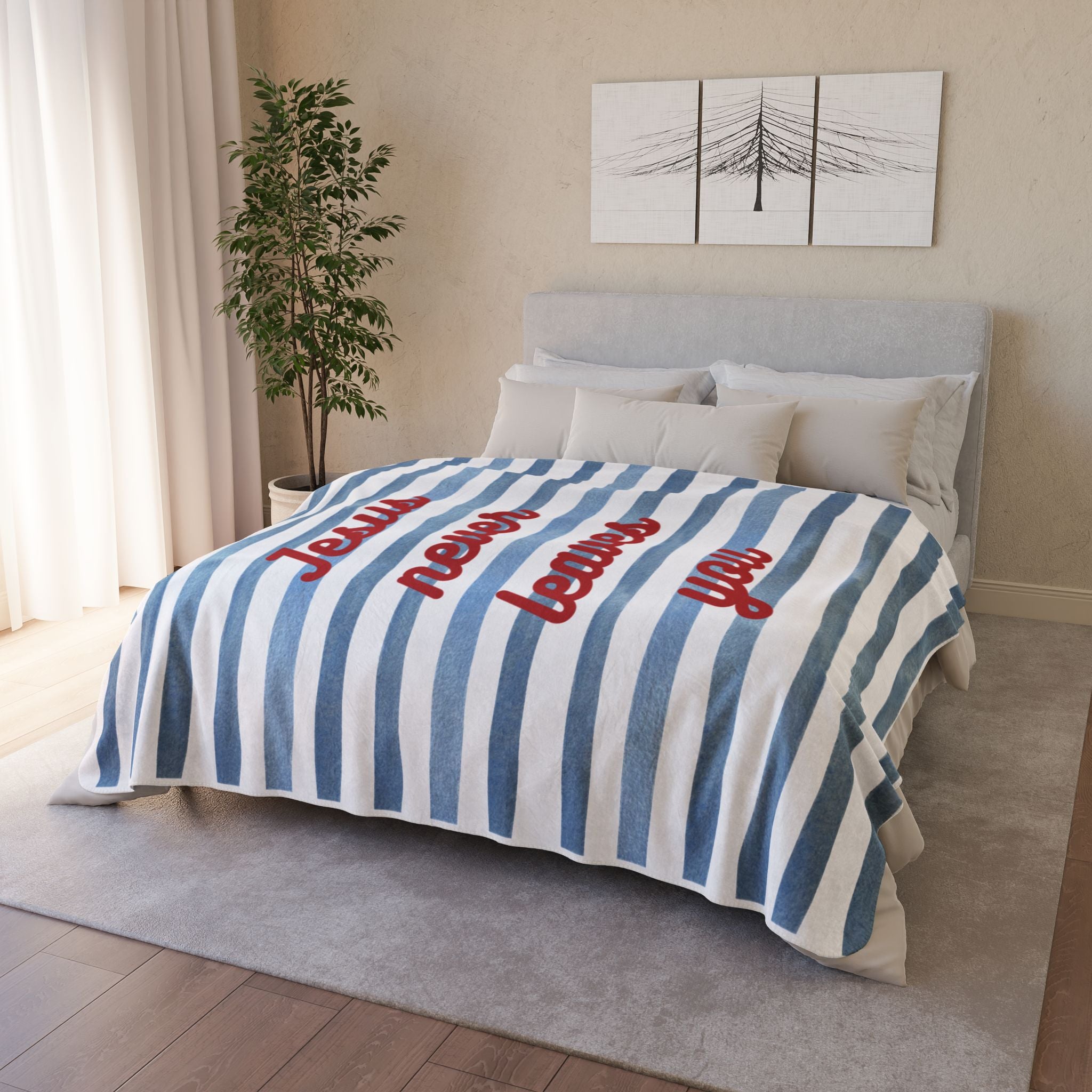 Jesus Never Leaves You - Fleece Sherpa Blanket